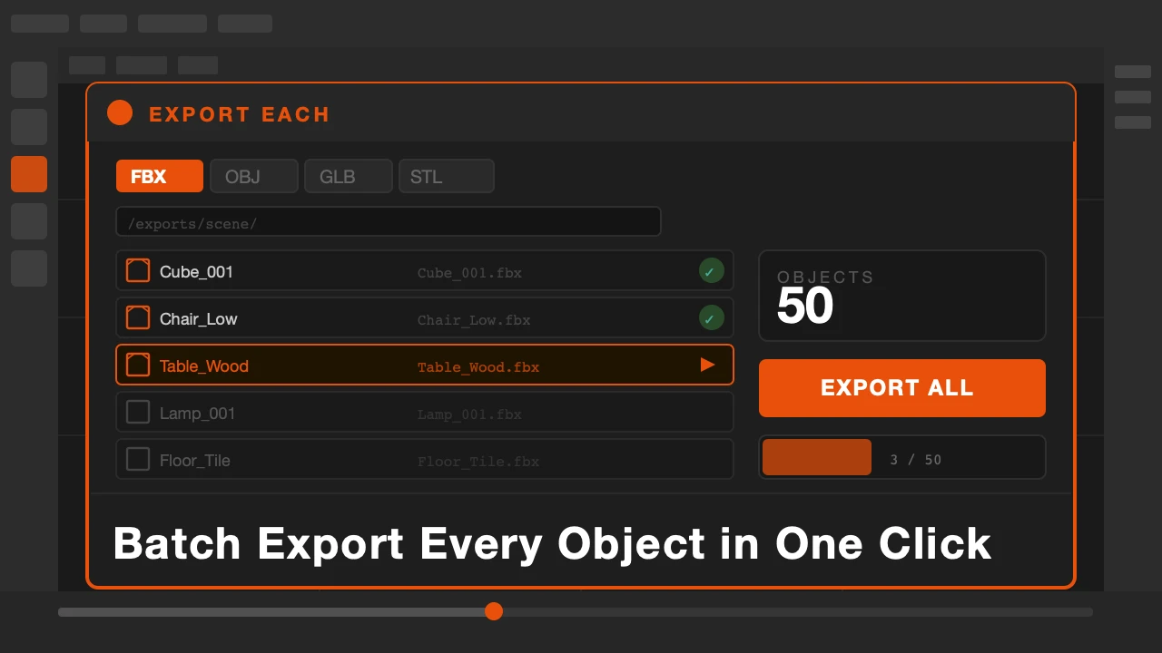 Export Each addon exporting multiple Blender objects as separate files