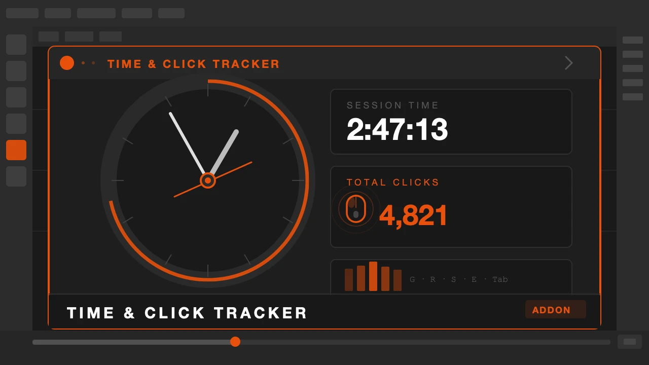 Time and Click Tracker — track Blender session time