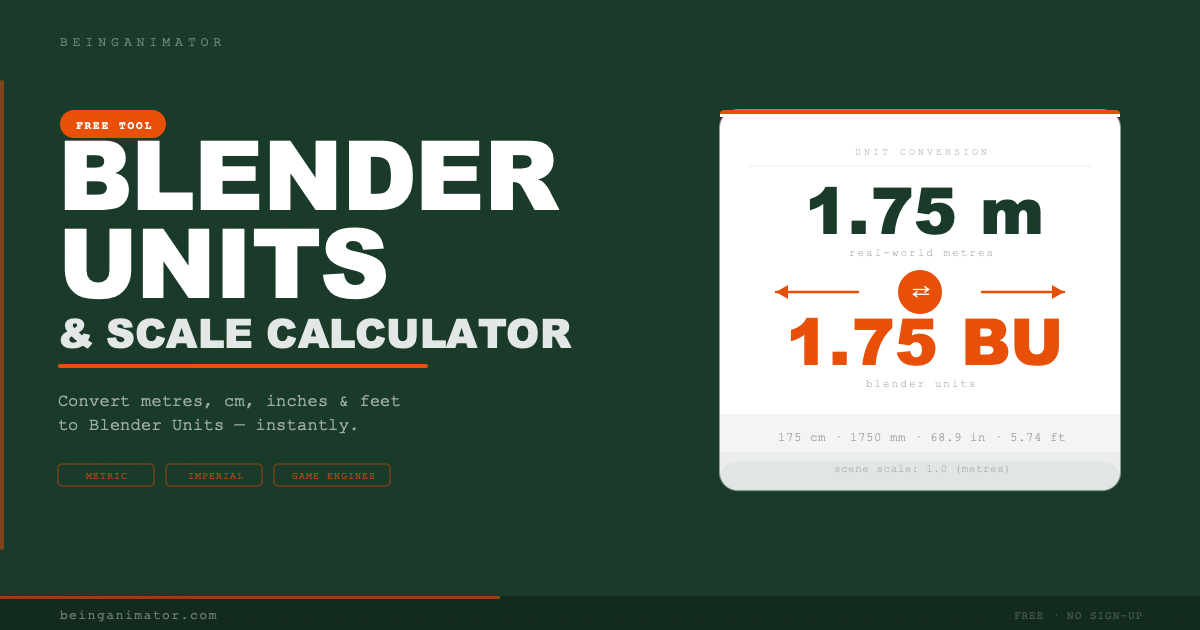 Blender Units & Scale Calculator — convert metres, cm, inches and feet to Blender Units