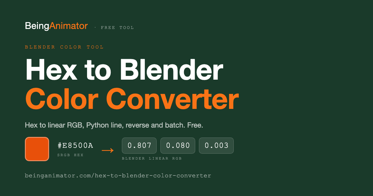 Hex to Blender Color Converter, turn hex codes into Blender linear RGB values