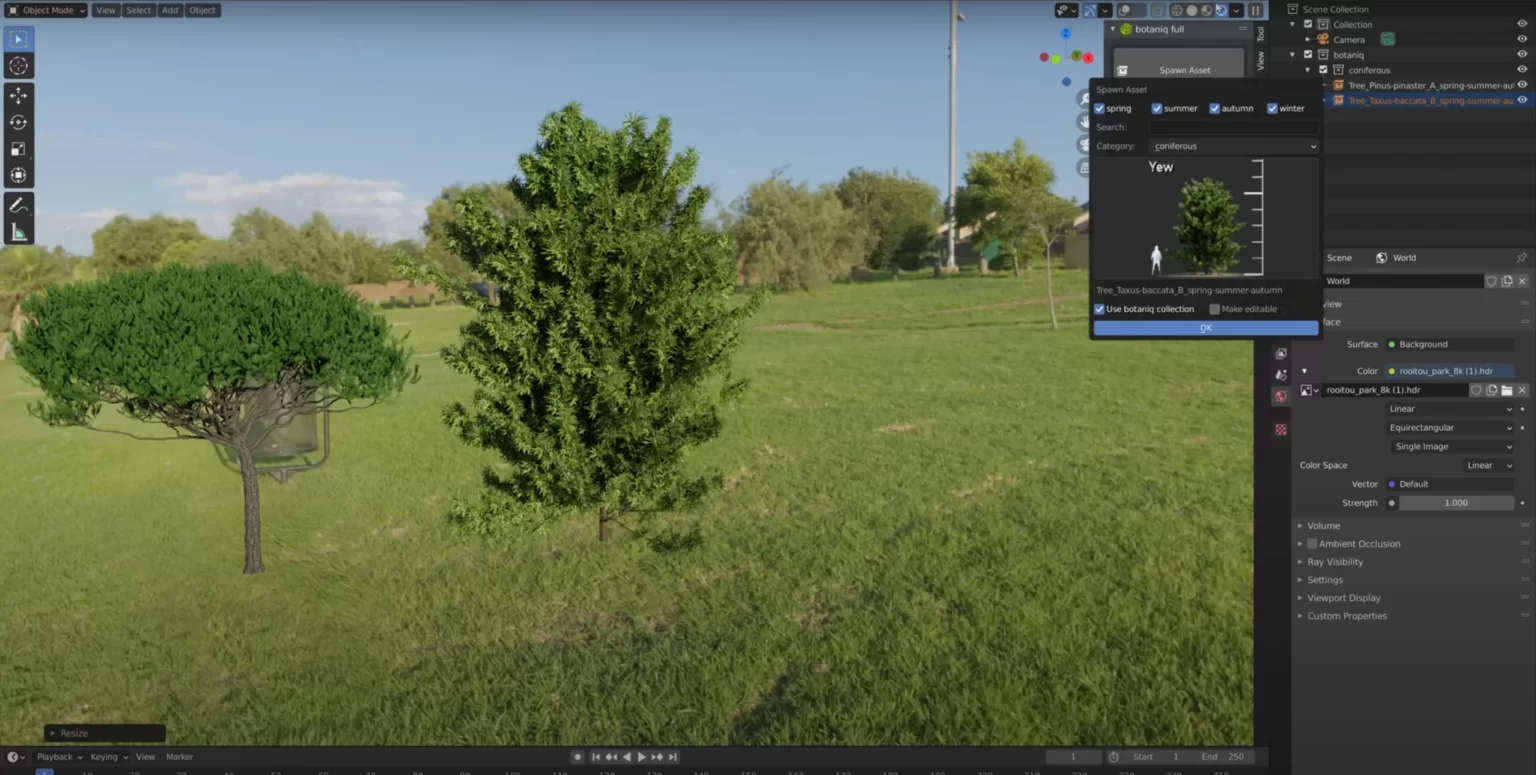 Blender addon for tree modeling - Botaniq viewport